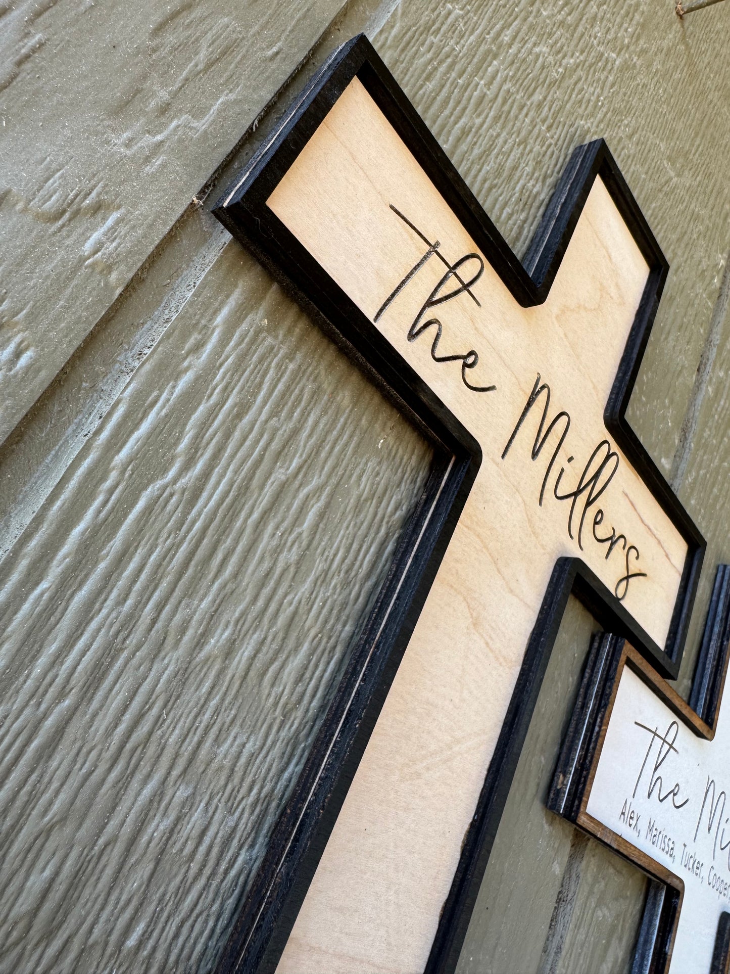Wood Name Cross Sign