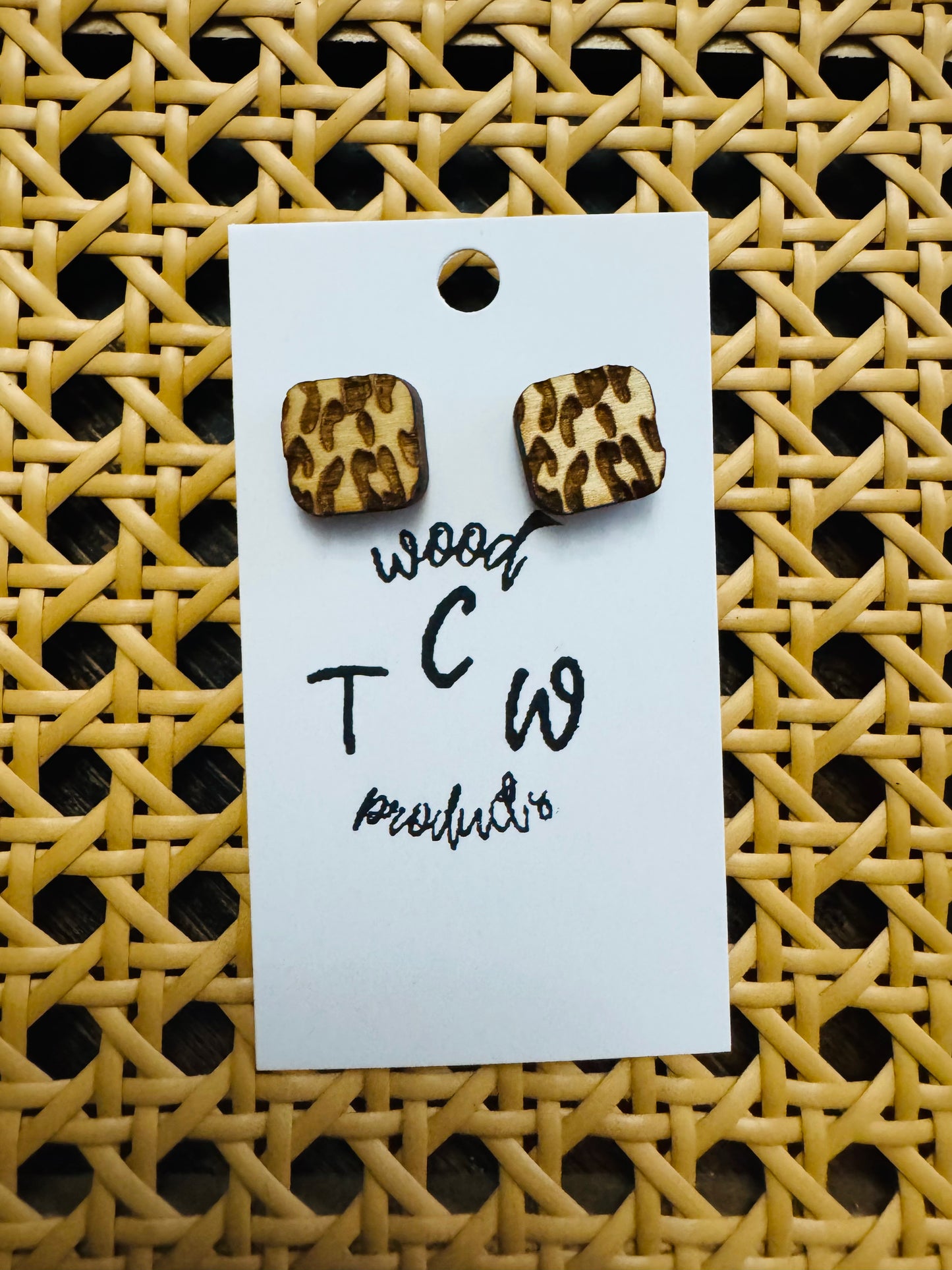 Leopard Square Earrings