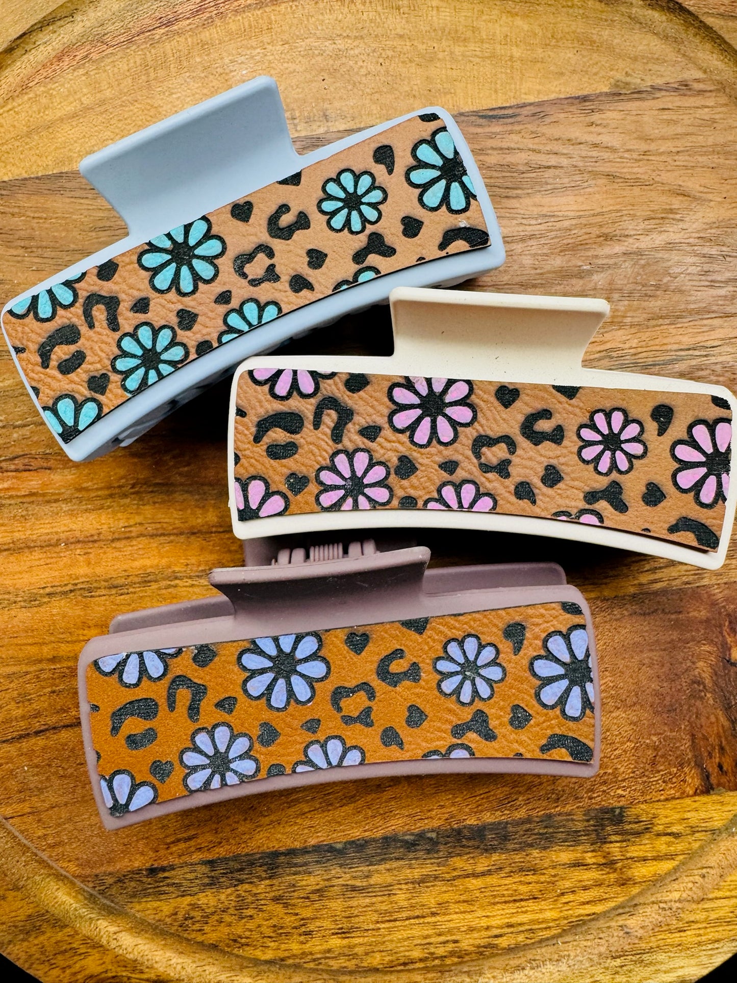 Leopard Floral Hair Clip