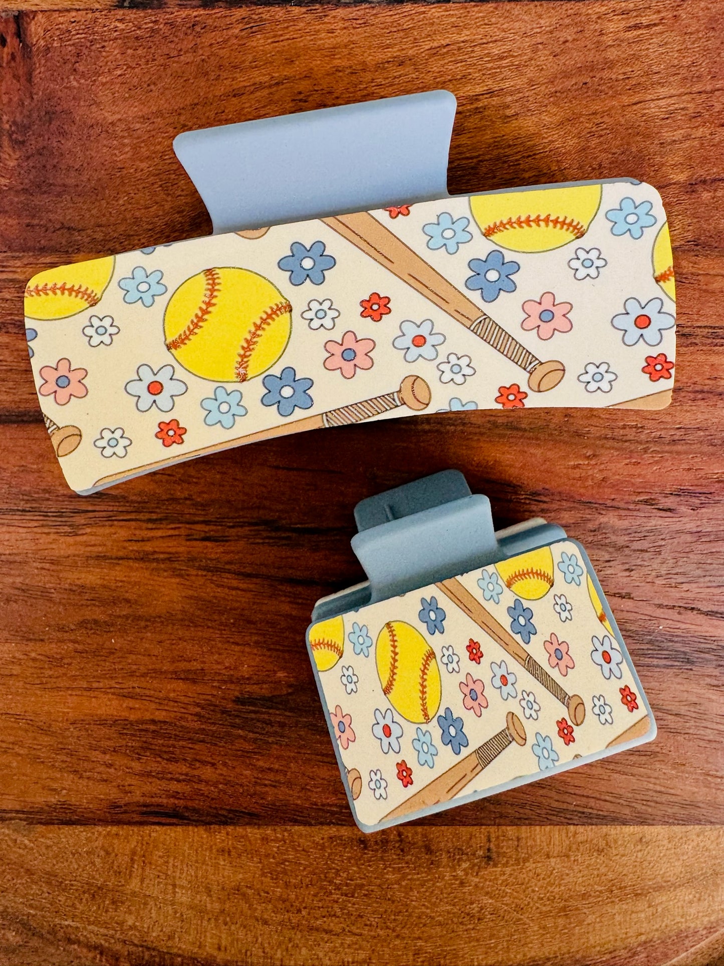 Floral Baseball Hair Clip