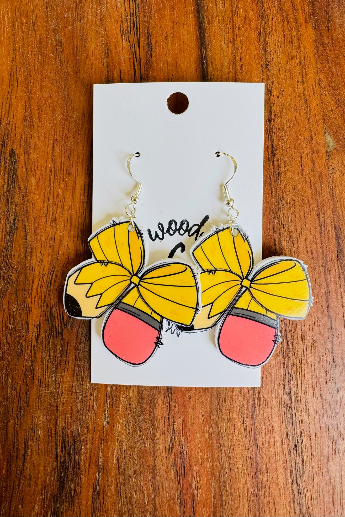 Teacher Pencil Bow Earrings