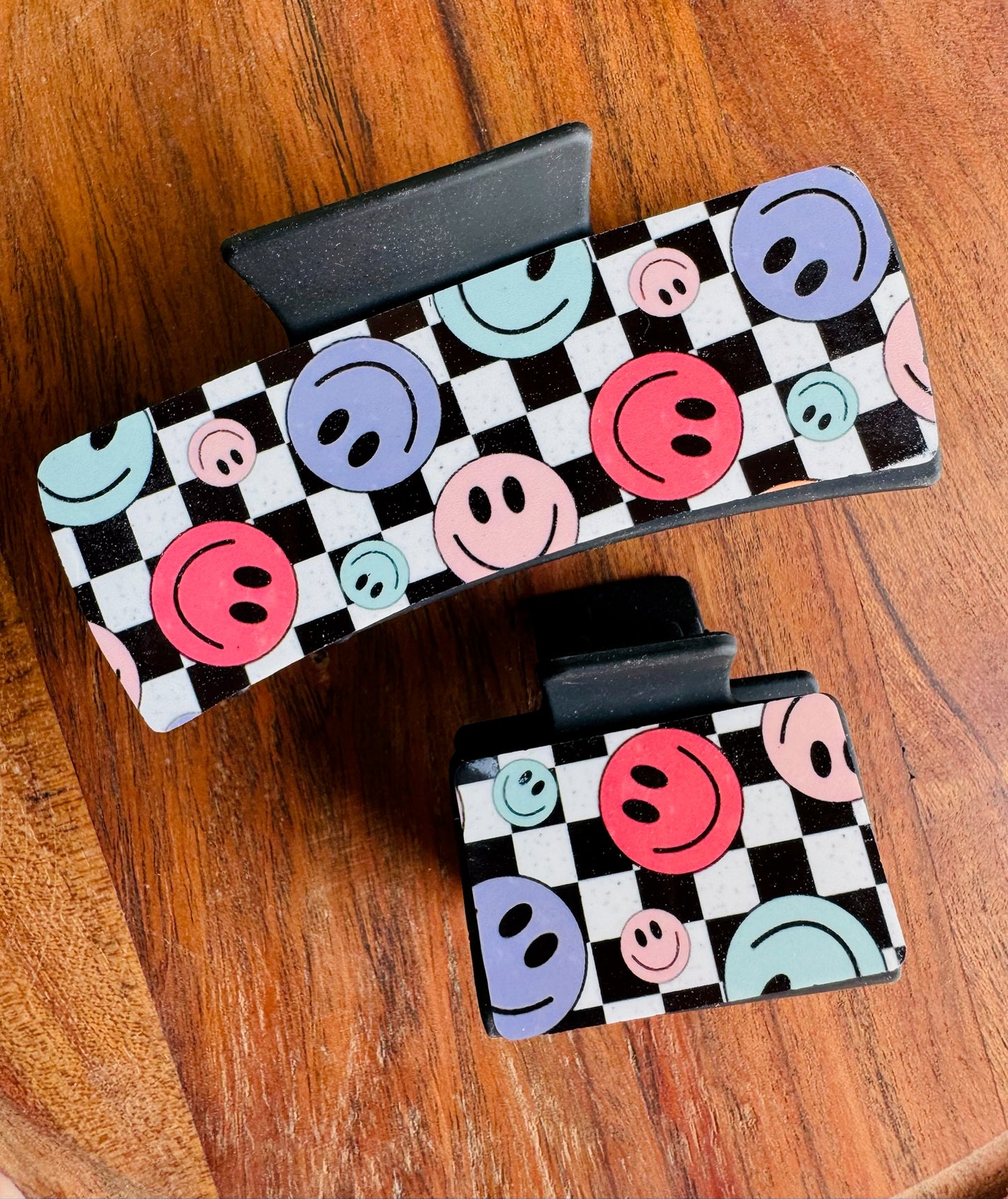 Smiley Checkered Hair Clip