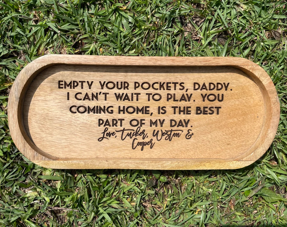 Wood Engraved Dad Tray