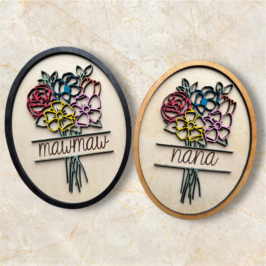 Customizable Wooden Floral Arrangement Sign