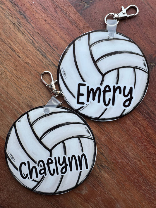 Volleyball Name Keychain