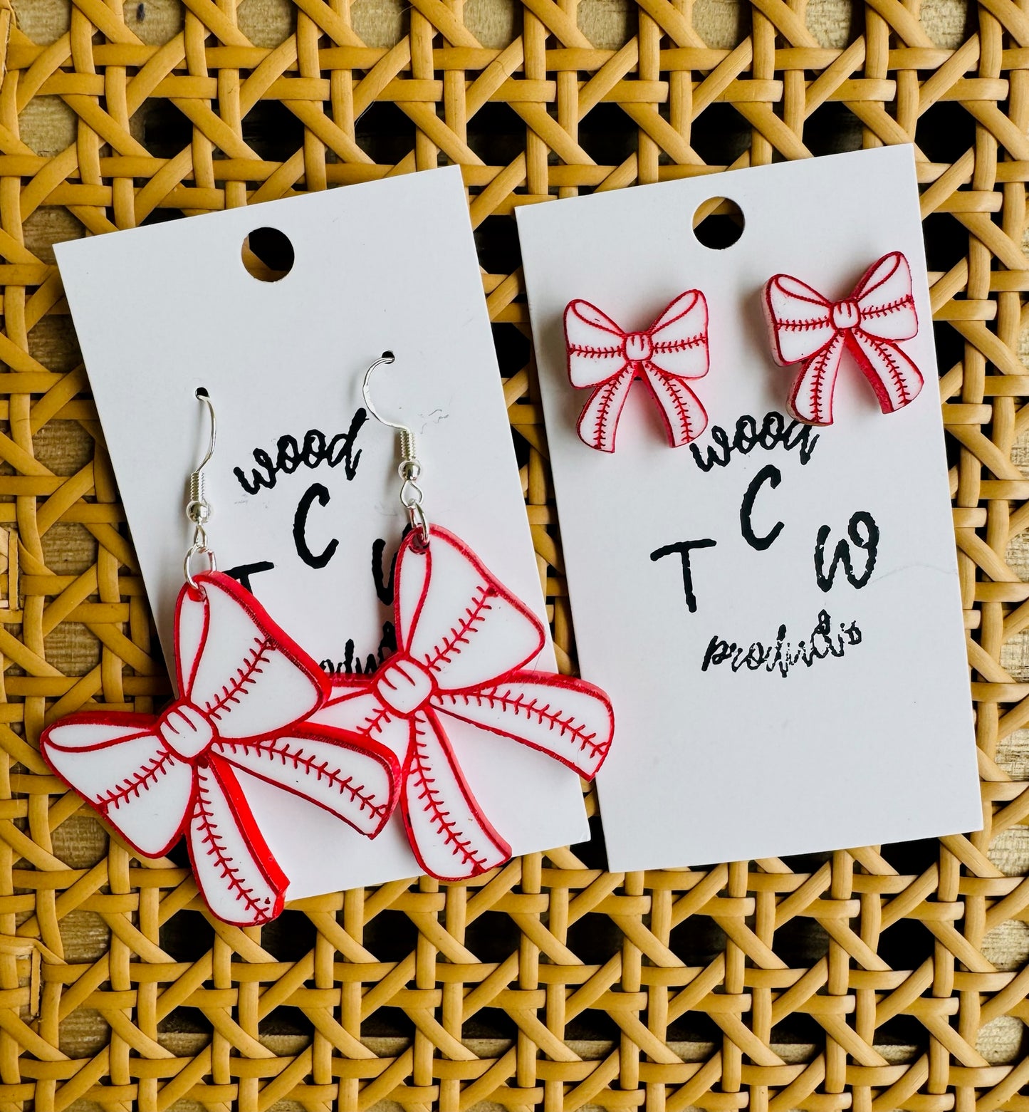 Baseball Softball Bow Earrings