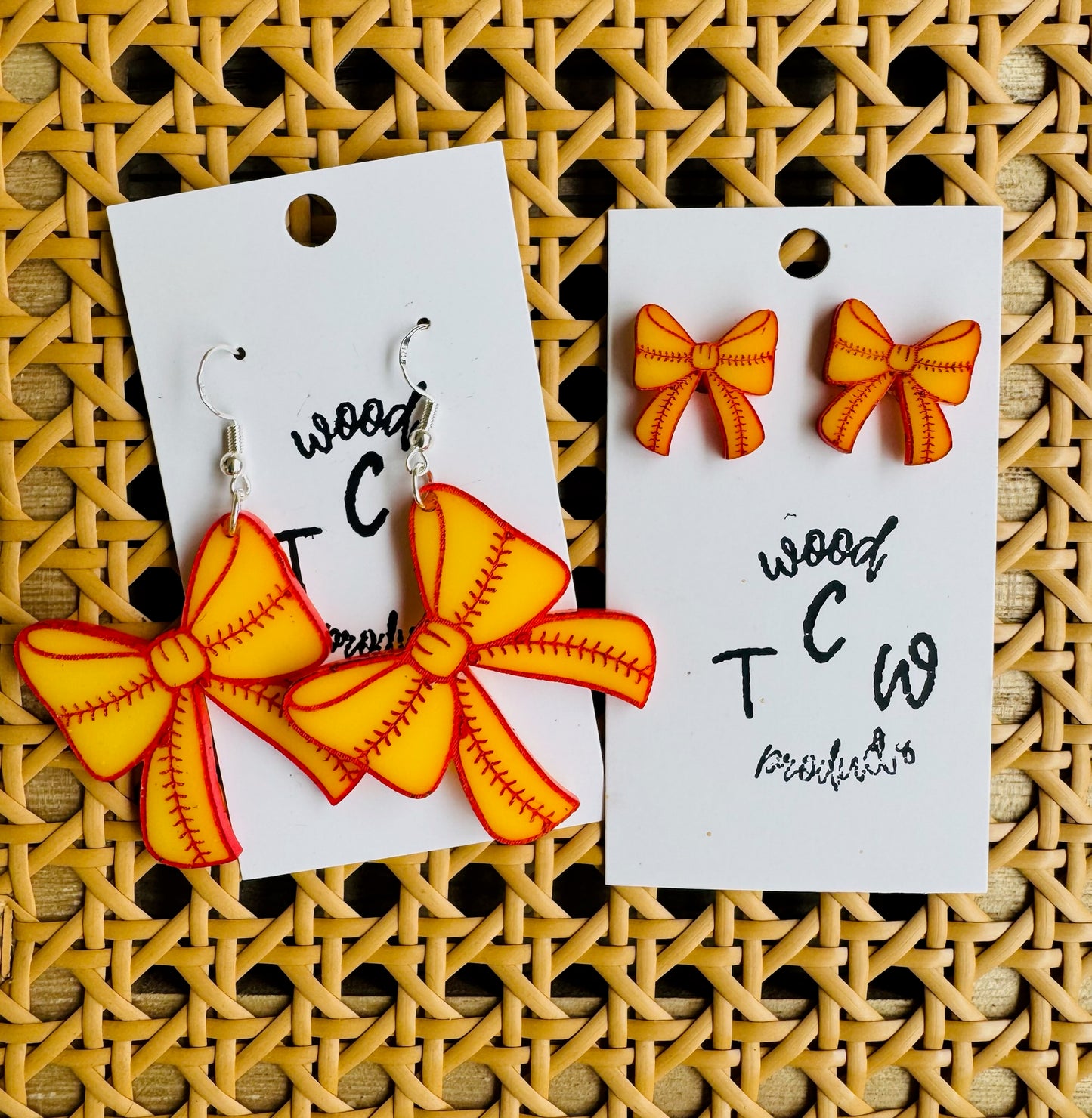 Baseball Softball Bow Earrings