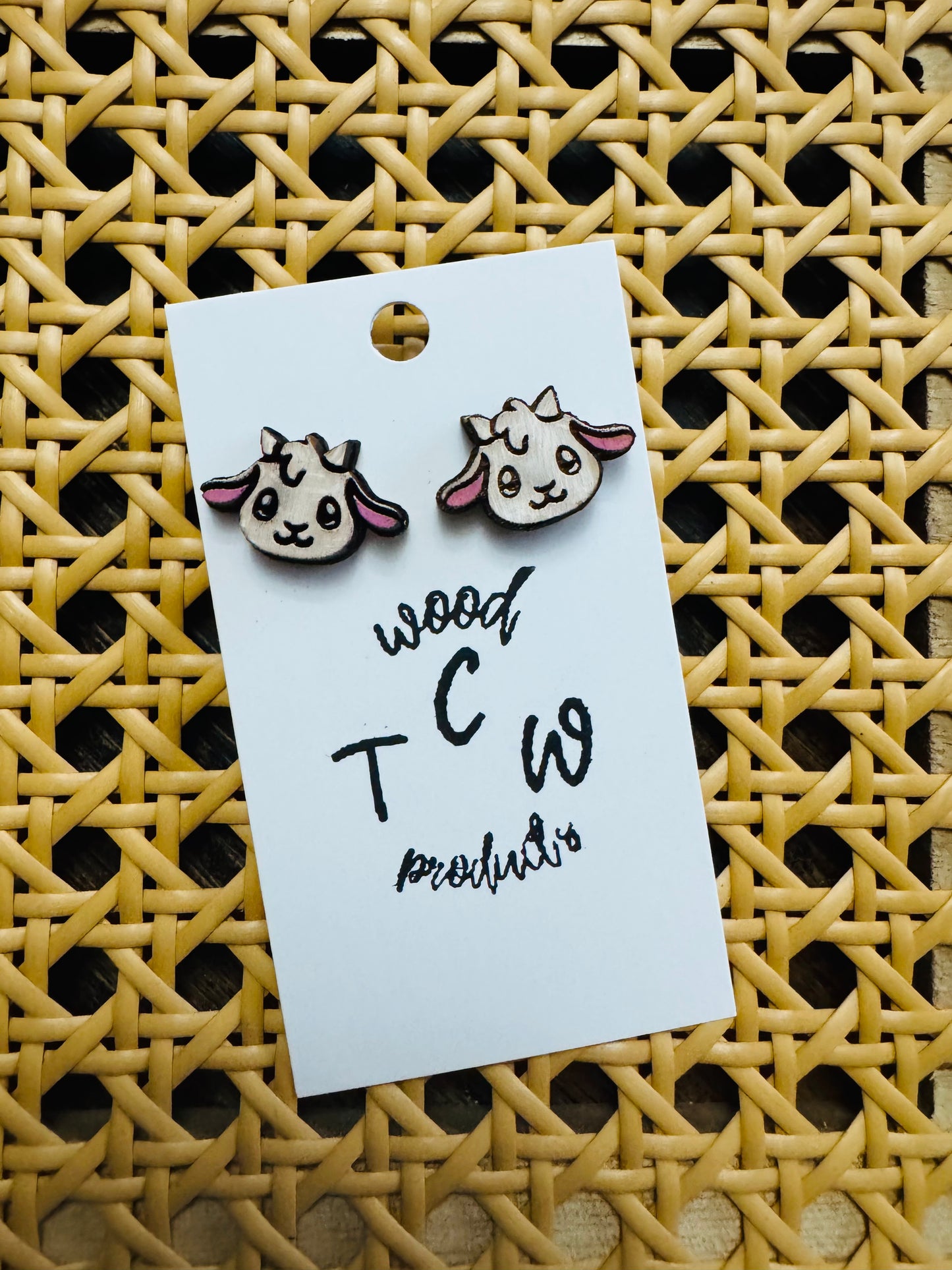 Wood Goat Earrings