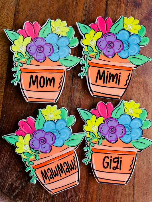 Flower Pot Name Magnet