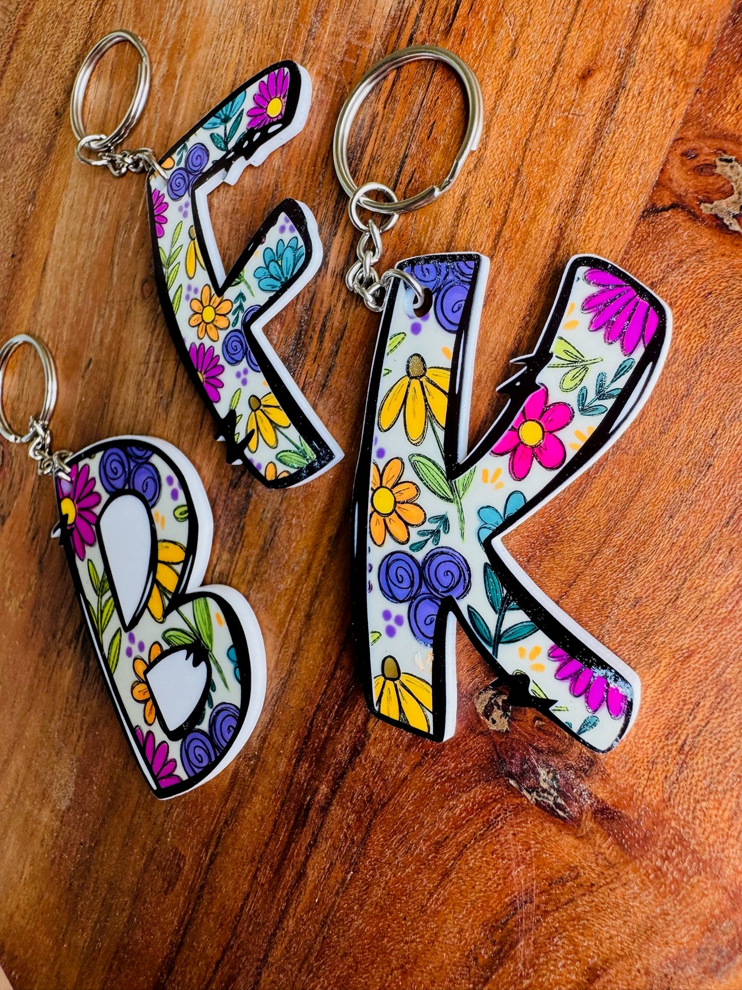 Floral Letter Keychain