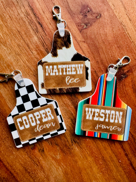 Ear Tag Name Keychains