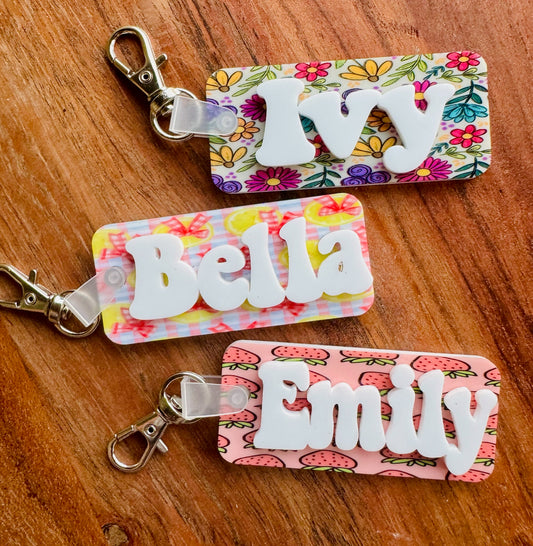 Summer Theme Name Tag Keychains